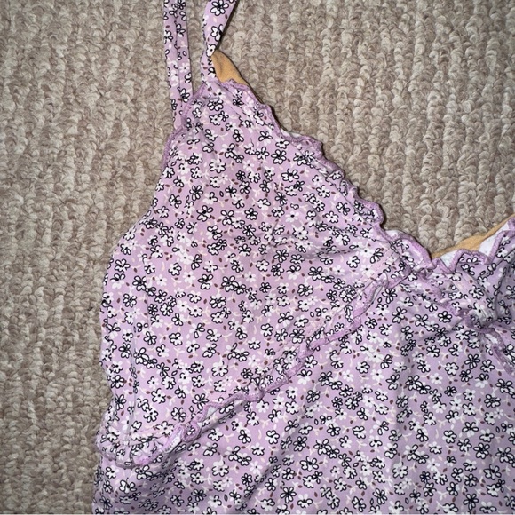 Purple floral one piece swimsuit with low back - Picture 2 of 4
